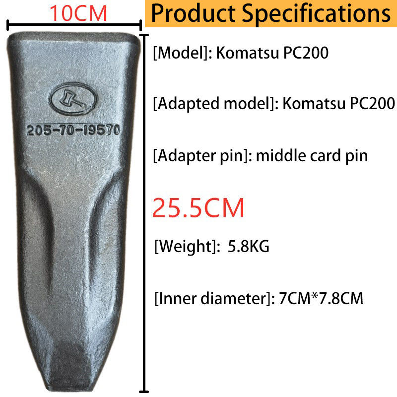 Denti di secchio per escavatori di ferro forgiato rigido PC200 2057019570 Denti di secchio per adattatori