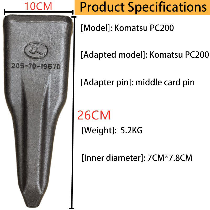 Denti di secchio per escavatori di ferro forgiato rigido PC200 2057019570 Denti di secchio per adattatori