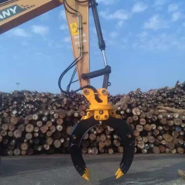 personalizzabile doppio cilindro 360 rotabile aggancio idraulico braccio telescopico chiusura secchio di presa in legno per escavatore