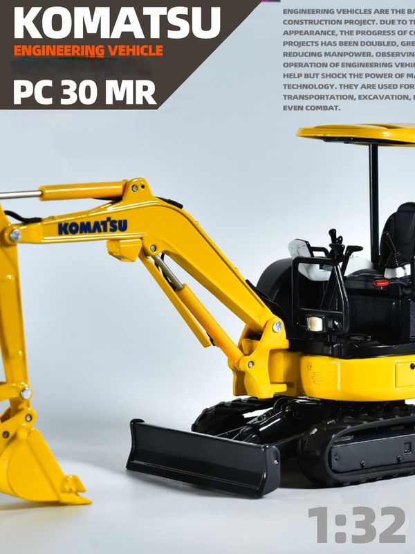 Komatsu PC30MR Mini Escavatore 1/32 Scala Modello Metallico a Fusione a Scala Da Collezione