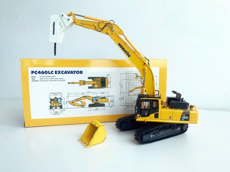 Komatsu PC460LC-8 1/50 Modello di escavatore in lega a colata a colata con rompitore idraulico