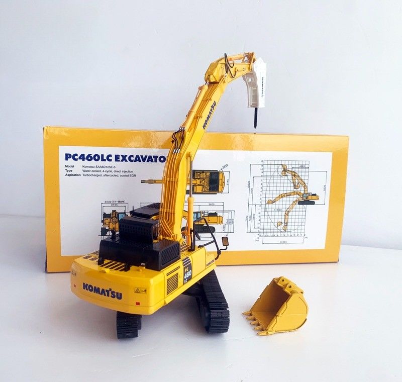Komatsu PC460LC-8 1/50 Modello di escavatore in lega a colata a colata con rompitore idraulico