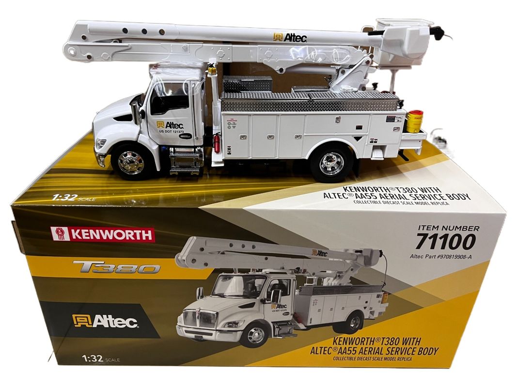 DM 1/32 Kenworth T380 Piattaforma di lavoro aereo Camion Legato Veicolo da costruzione Modello 71100