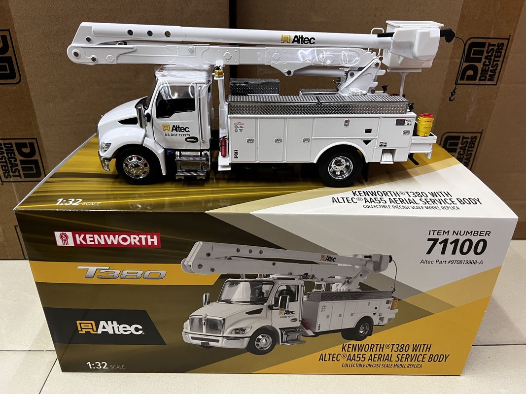 DM 1/32 Kenworth T380 Piattaforma di lavoro aereo Camion Legato Veicolo da costruzione Modello 71100