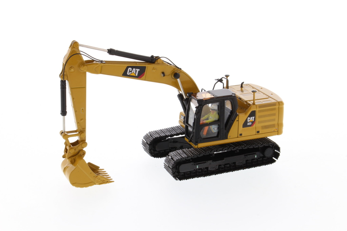 DM 1:50 CAT 323 Con Attrezzi di Lavoro Escavatore pressofuso Modello di Veicolo di Ingegneria 85657