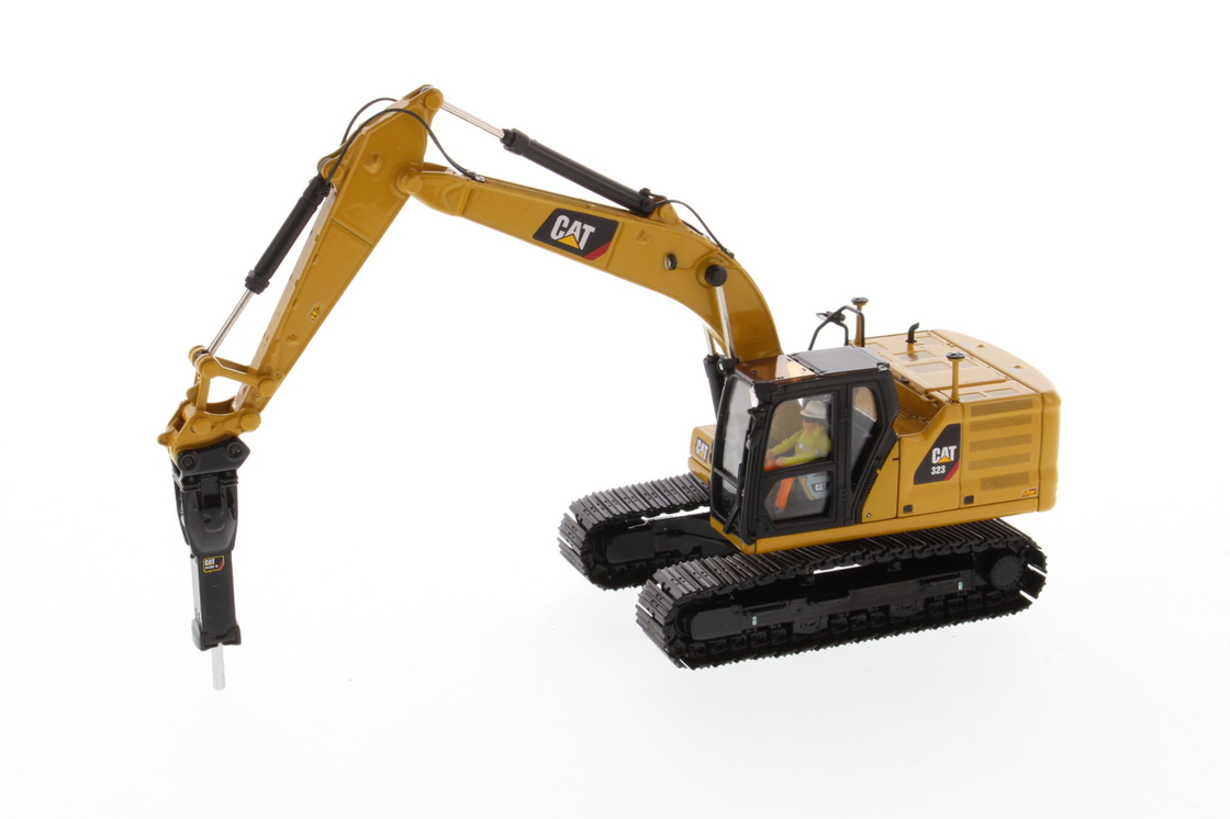 DM 1:50 CAT 323 Con Attrezzi di Lavoro Escavatore pressofuso Modello di Veicolo di Ingegneria 85657