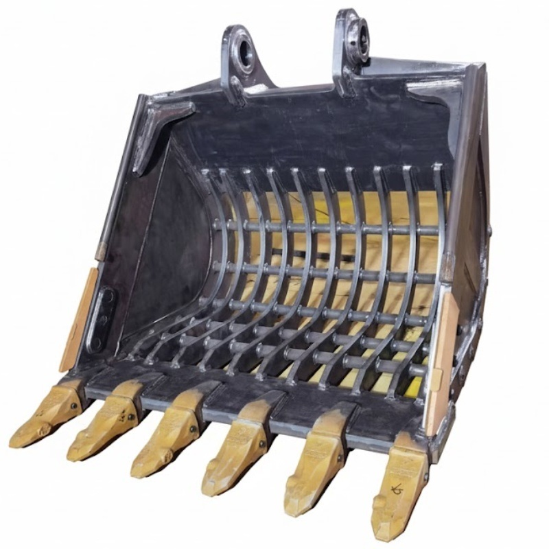 Benna vagliatrice personalizzabile per escavatore per impieghi gravosi con acciaio ad alta resistenza Q355 per vagliatura e selezione di rocce